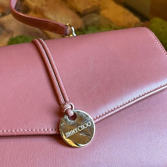 JIMMY CHOO Cinch Pink Smooth Leather Crossbody Bag - Picture 10 of 12